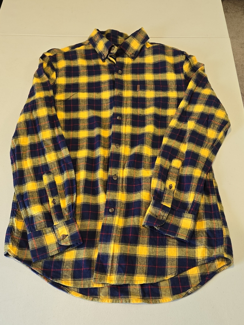 CHAPS Yellow & Navy Plaid Women's Flannel Shirt